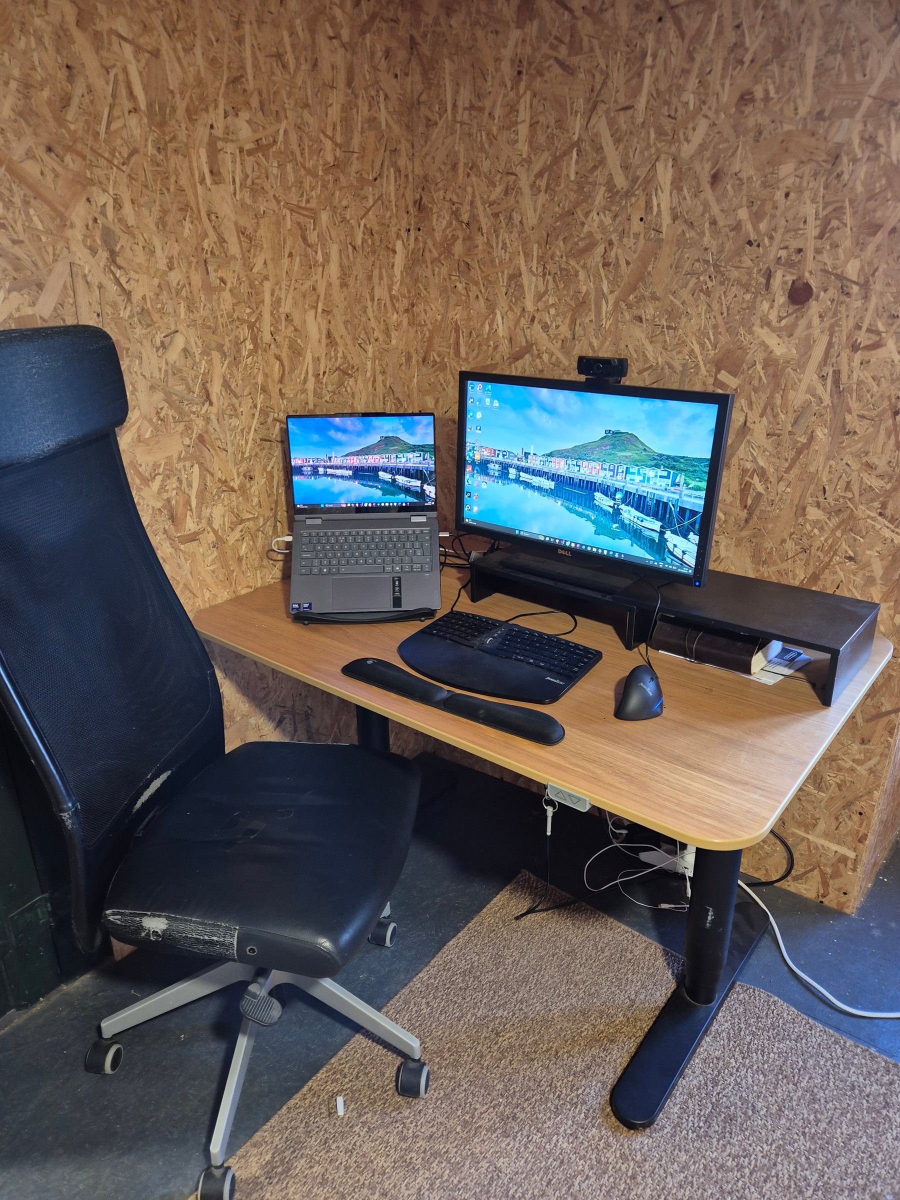 IKEA BEKANT Electric Sit/Stand Desk (Secretária elevável elétrica, ~120 x 80 cm oak veneer tabletop with black T-legs)