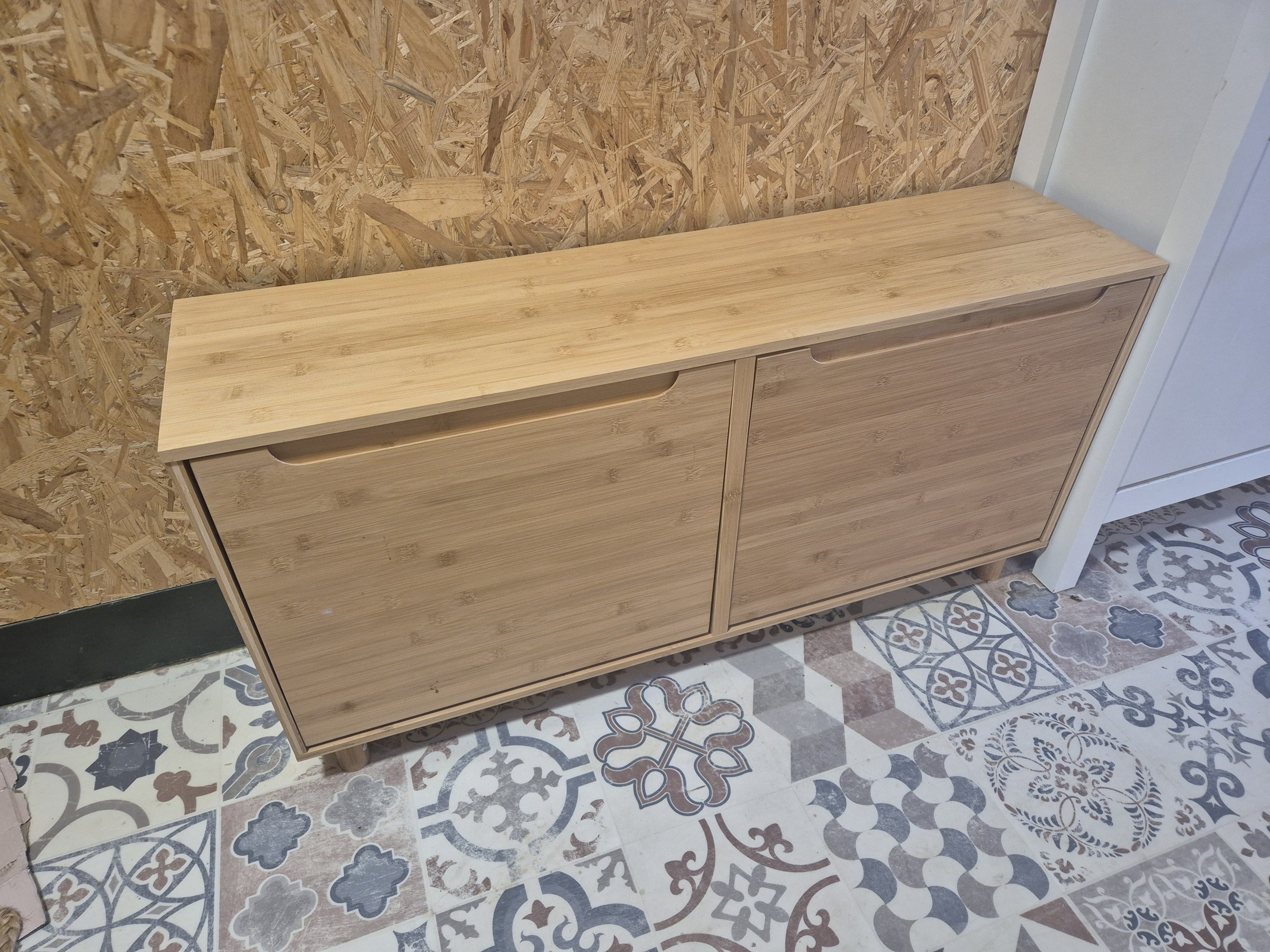 Two-Compartment Wooden-Look Shoe Cabinet