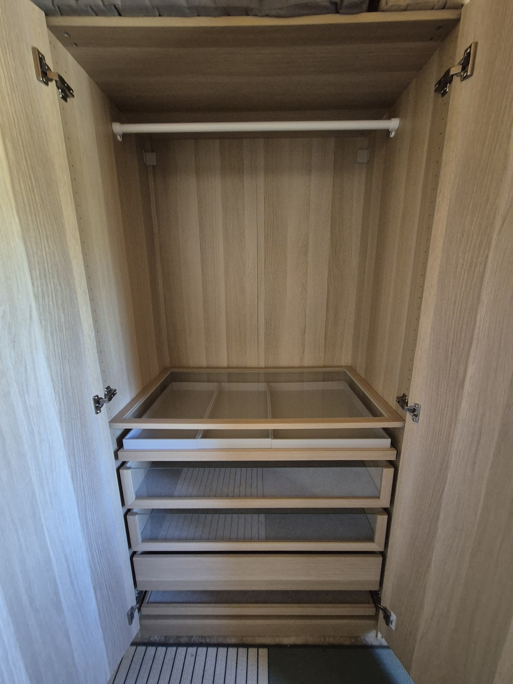 IKEA PAX Wardrobes (Set of 2) – White-Stained Oak Effect