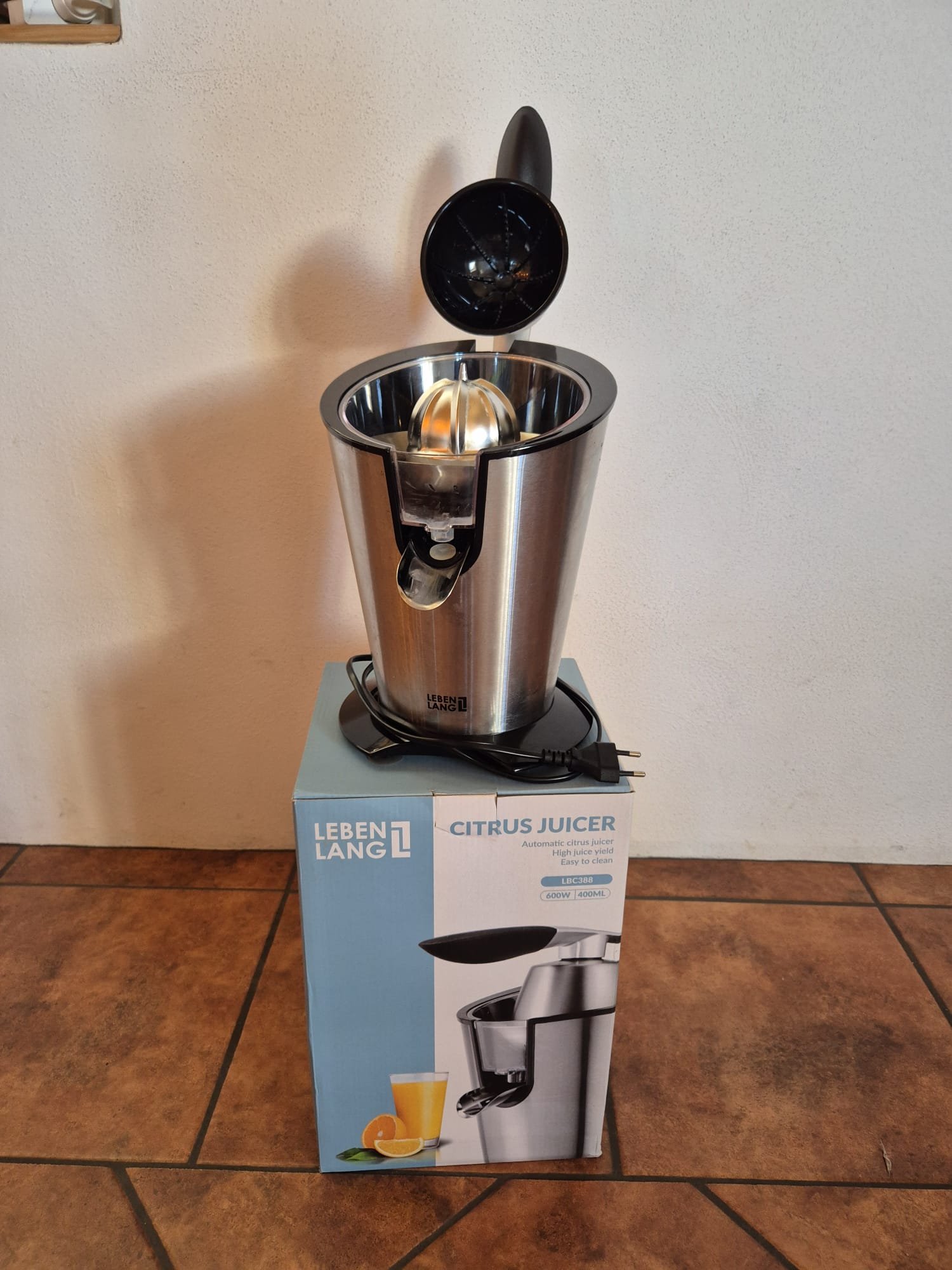 LEBENLANG LBC388 600W Electric Citrus Juicer with Lever Arm (Stainless Steel)