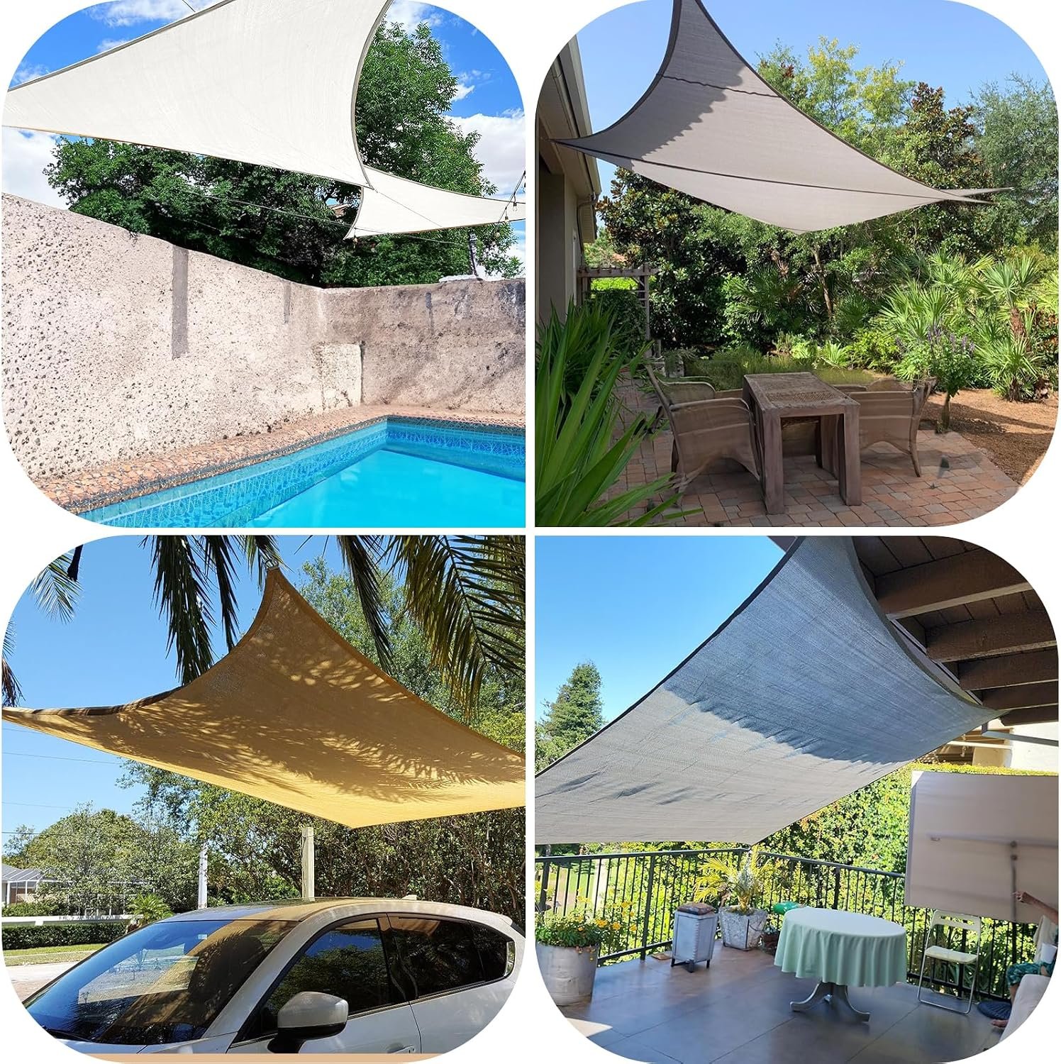 2x Cool Area Waterproof Sun Shade Sails (4 x 5m - Khaki/Sand Color) - Brand New & Sealed